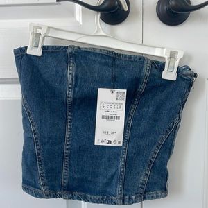 Zara women’s denim bustier size small new with tags
